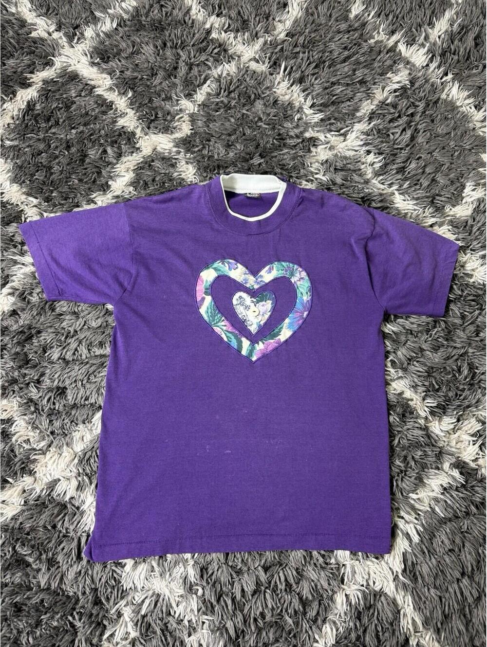 Vintage 90s Single Stitch T Shirt Womens Large Fruit of the Loom Purple Heart